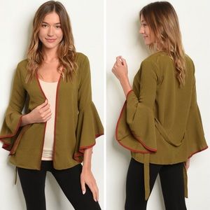 🆕 Olive Kimono Sleeve Open Cardigan